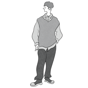 横向く男性