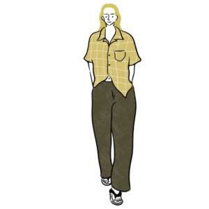 チェックシャツの女性