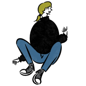 座る女性