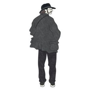 振り向く男性