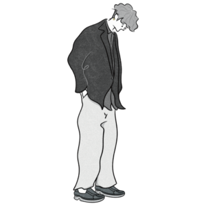 俯く男性