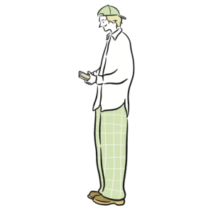 携帯電話を触る人